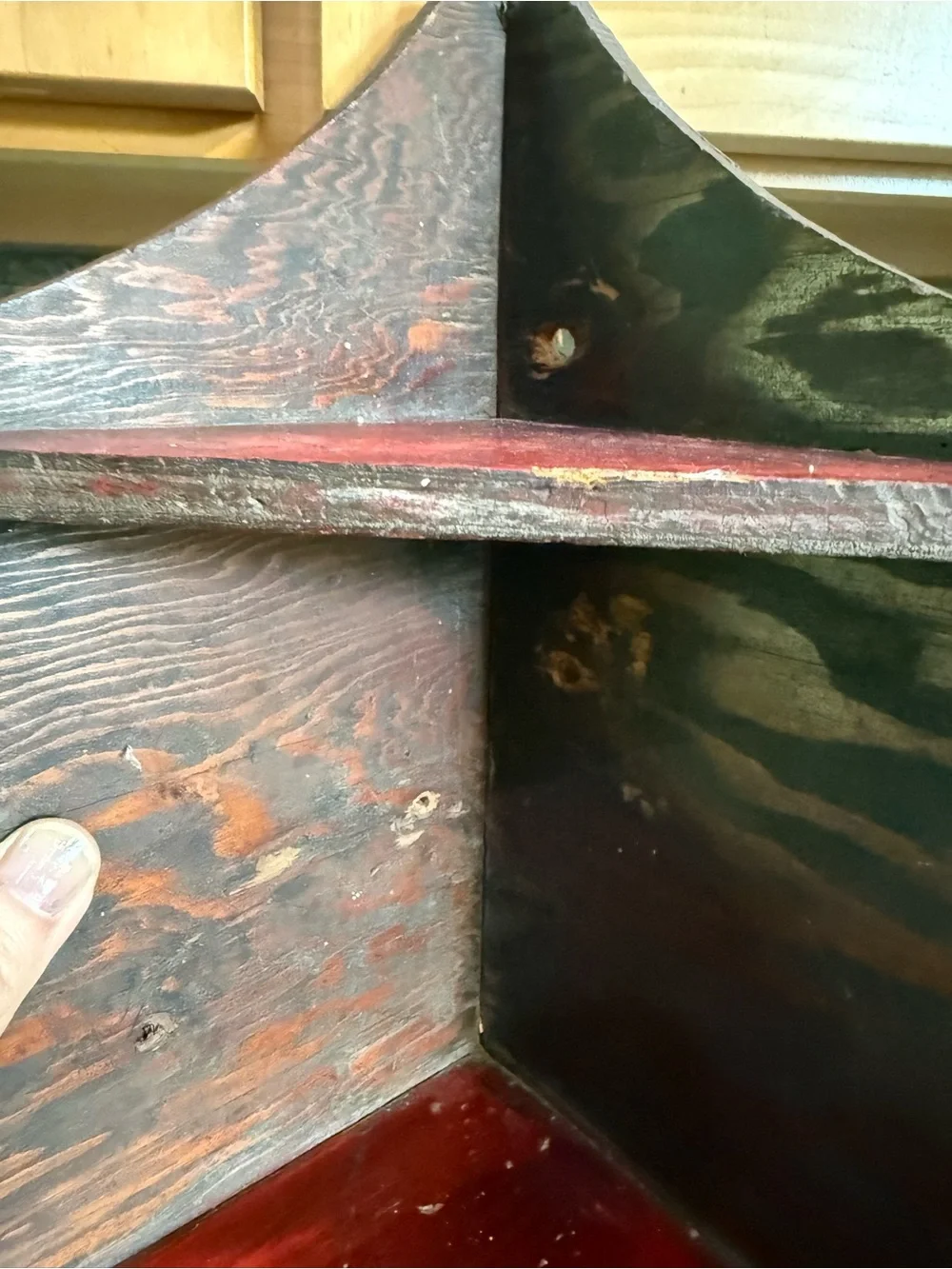 Vintage Rustic Handmade Wooden Corner Wall Shelf